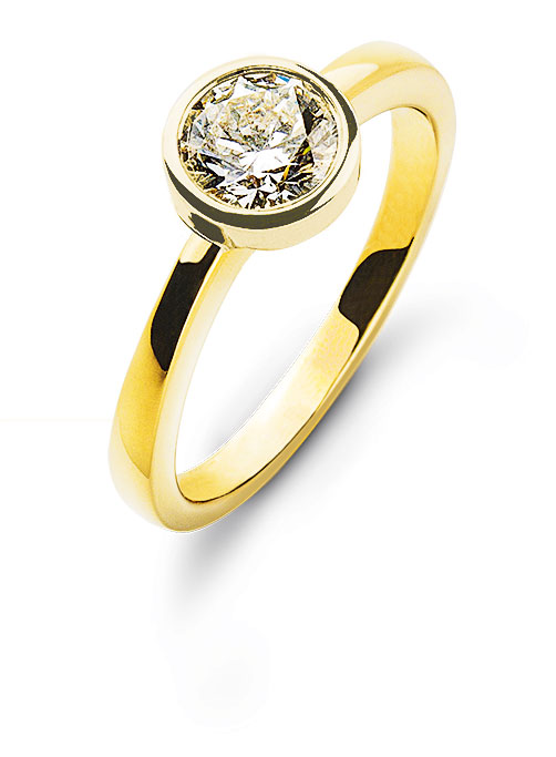 Solitär Ring Zargen-Fassung Rohling Gelbgold 750 für 0.75ct.