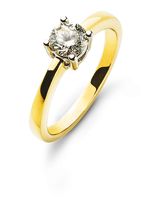 Solitär Ring 4-Griff-Fassung Gelbgold 750 für 1.00ct. Fassung Weissgold