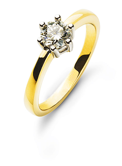 Solitär Ring 6-Griff-Fassung Gelbgold 750 für 0.75ct. Fassung Weissgold 750