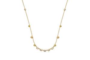 Collier Gelbgold 750 45cm mit 2 Citrinen 0.20ct., 4 grünen Amethysten 0.30ct,