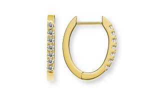 Kreolen Gelbsgold 750, oval, 14 Brillanten 0.18ct. H SI