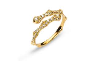 Ring Gelbgold 750, Fantasieform ´Bambus´