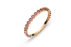 Ring Rotgold 750, mit 11 pinke Safire 0.10ct.