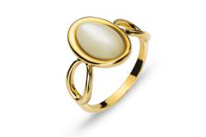 Ring Gelbgold 750 mit Perlmutt Element, ovale Form