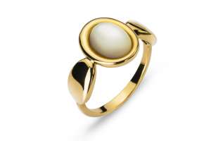 Ring Gelbgold 750 mit Perlmutt Element, ovale Form